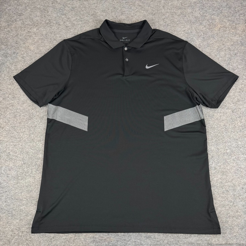 Nike Dri Fit Vapor Reflect Golf Polo Shirt Black Mens Large L